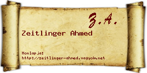 Zeitlinger Ahmed névjegykártya